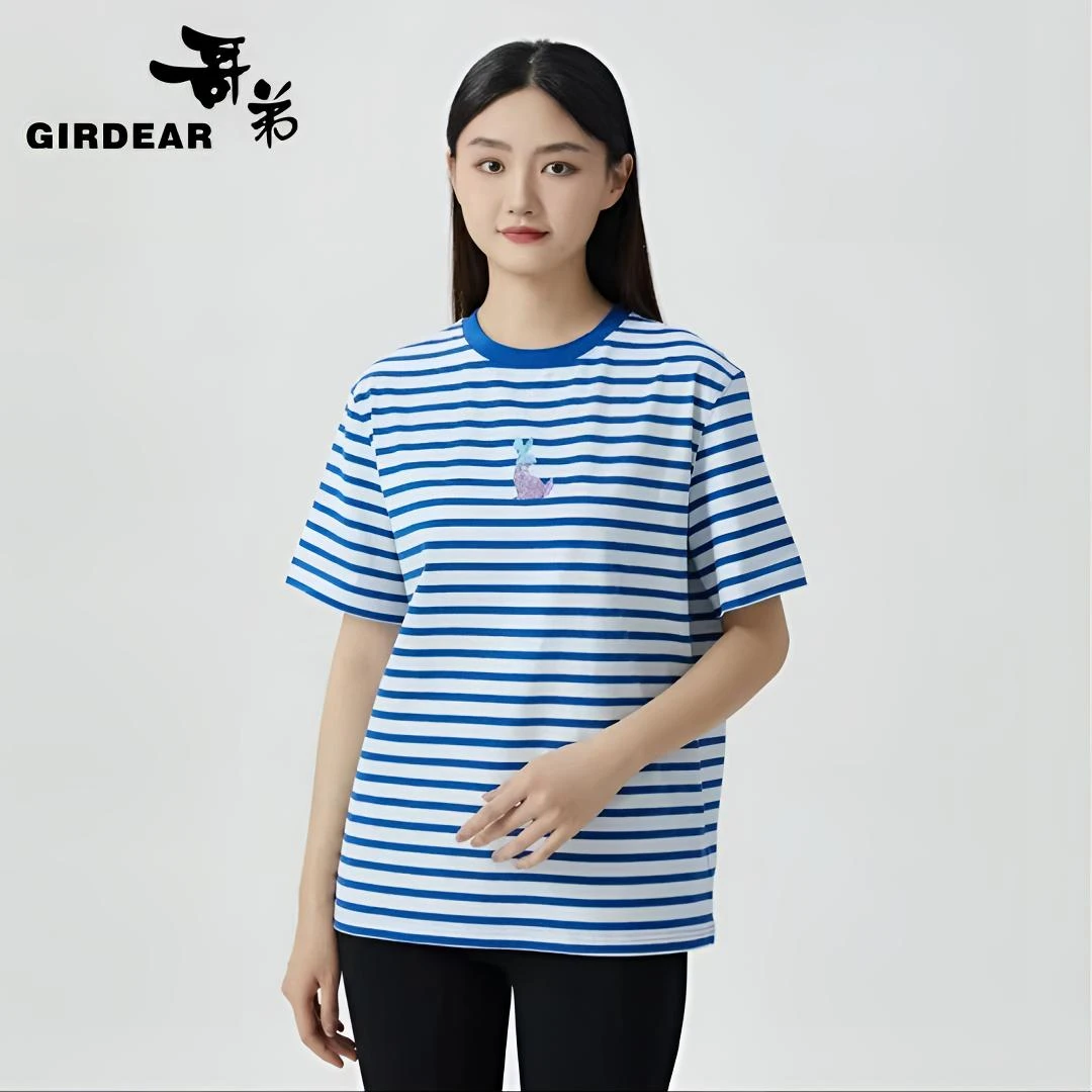 GIRDEAR/哥弟新款夏季显瘦舒适休闲经典百搭廓形圆领T恤女1300901