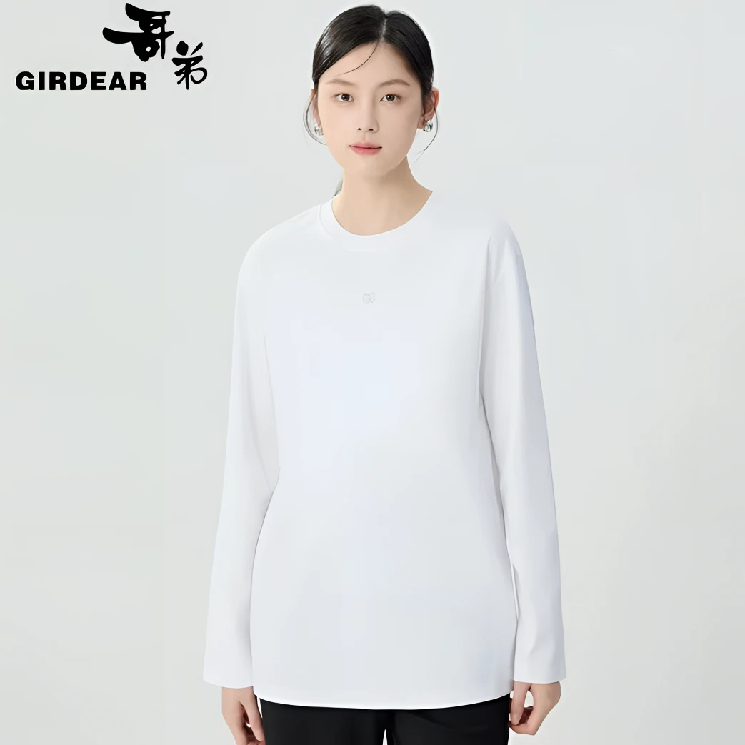 哥弟新款女装同心协力系列减龄时尚休闲宽松圆领长袖T恤1300866
