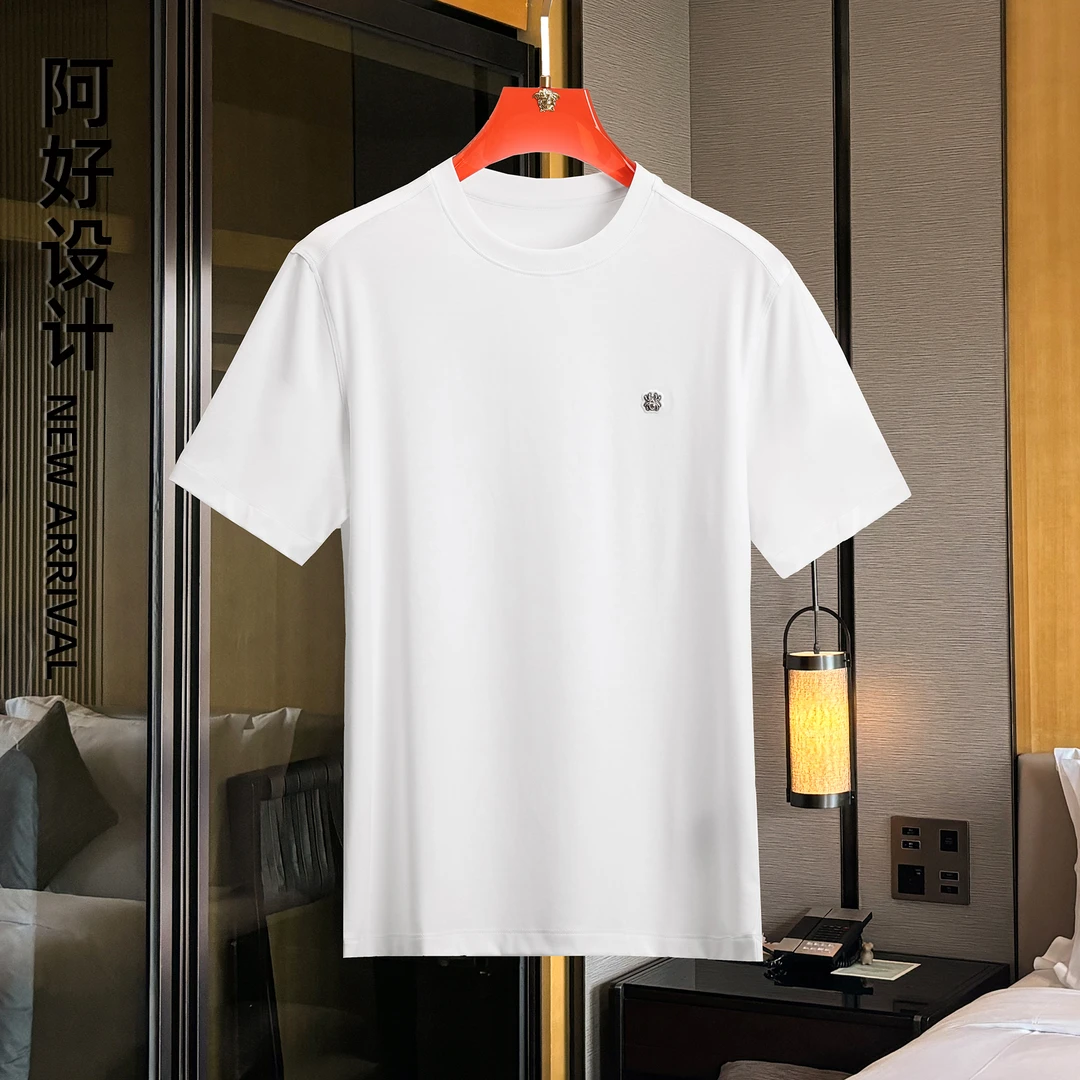 【强哥同款】奢侈工厂出品银蜘蛛夏季短袖独特舒适简约商务男款圆领