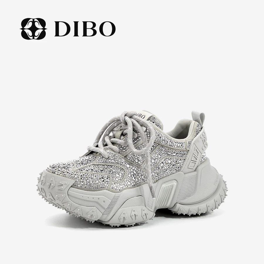DIBO碲铂星空系列 老爹鞋潮流厚底水钻纯色百搭休闲鞋243A2530
