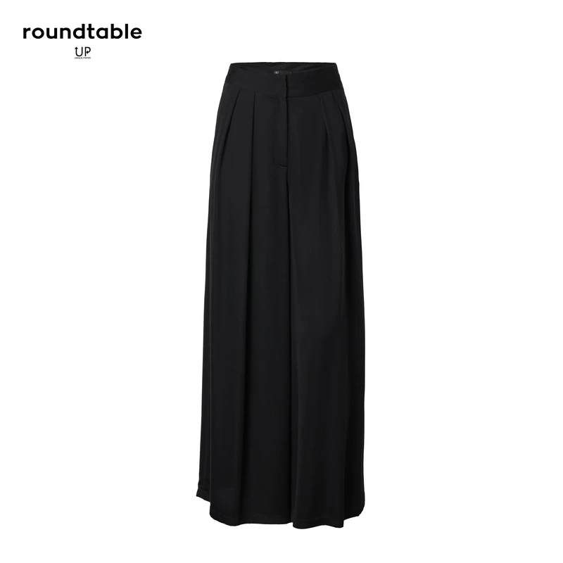 经典垂感不贴身百搭高腰夏季宽松时尚黑色显瘦阔腿裤 ZES1305232