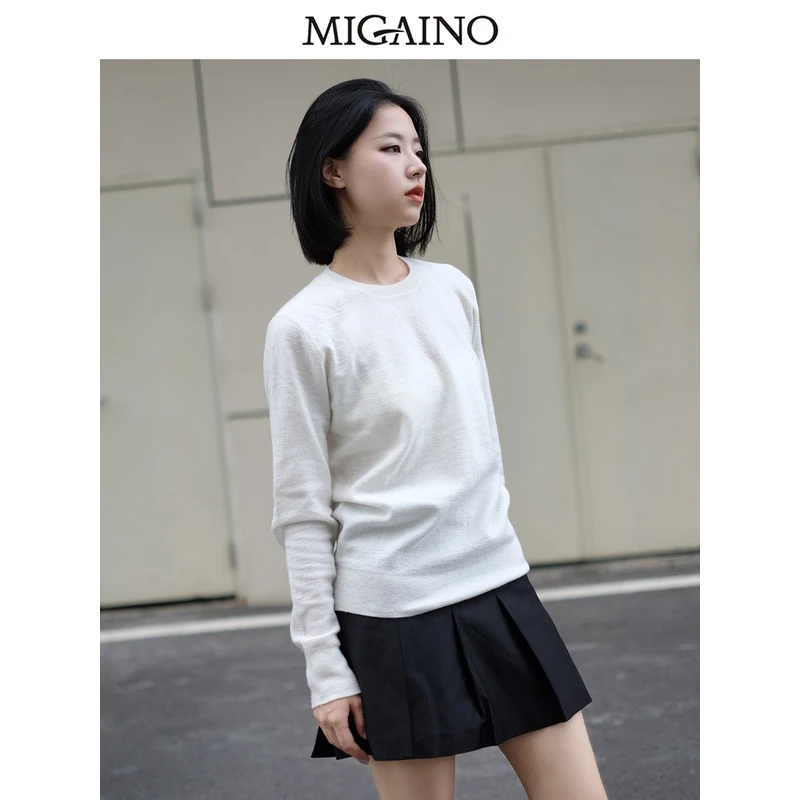 Migaino/曼娅奴温柔毛衣秋气质百搭宽松衣MN34WH631