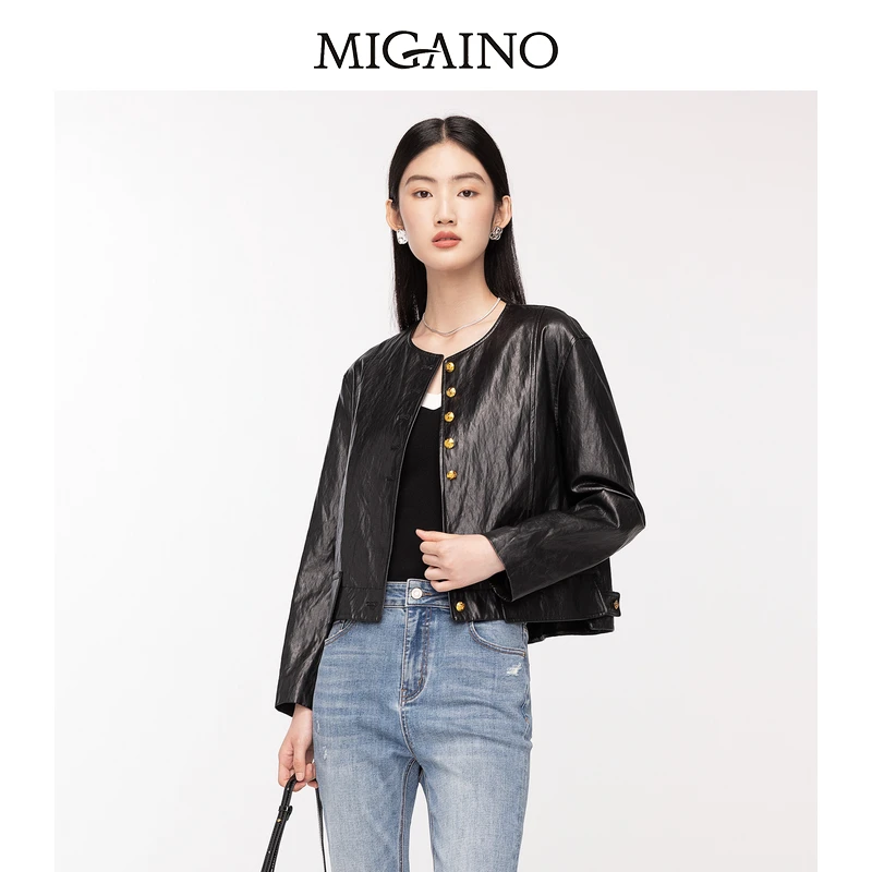 曼娅奴潮酷机车风设计感皮衣外套MO34SC620