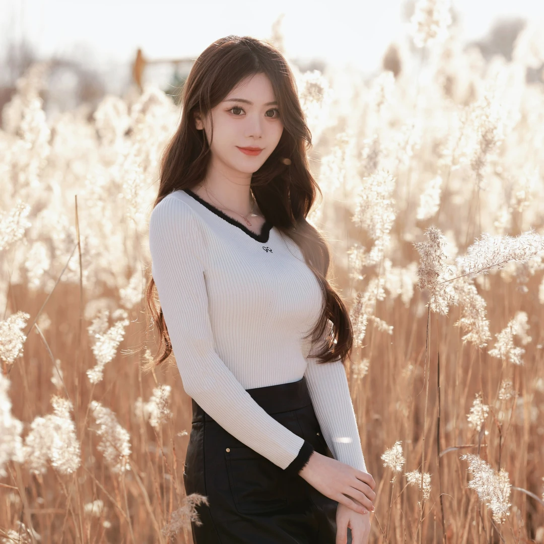 Migaino曼娅奴女装春秋新款小个子百搭时尚气质V领长袖针织衫上衣