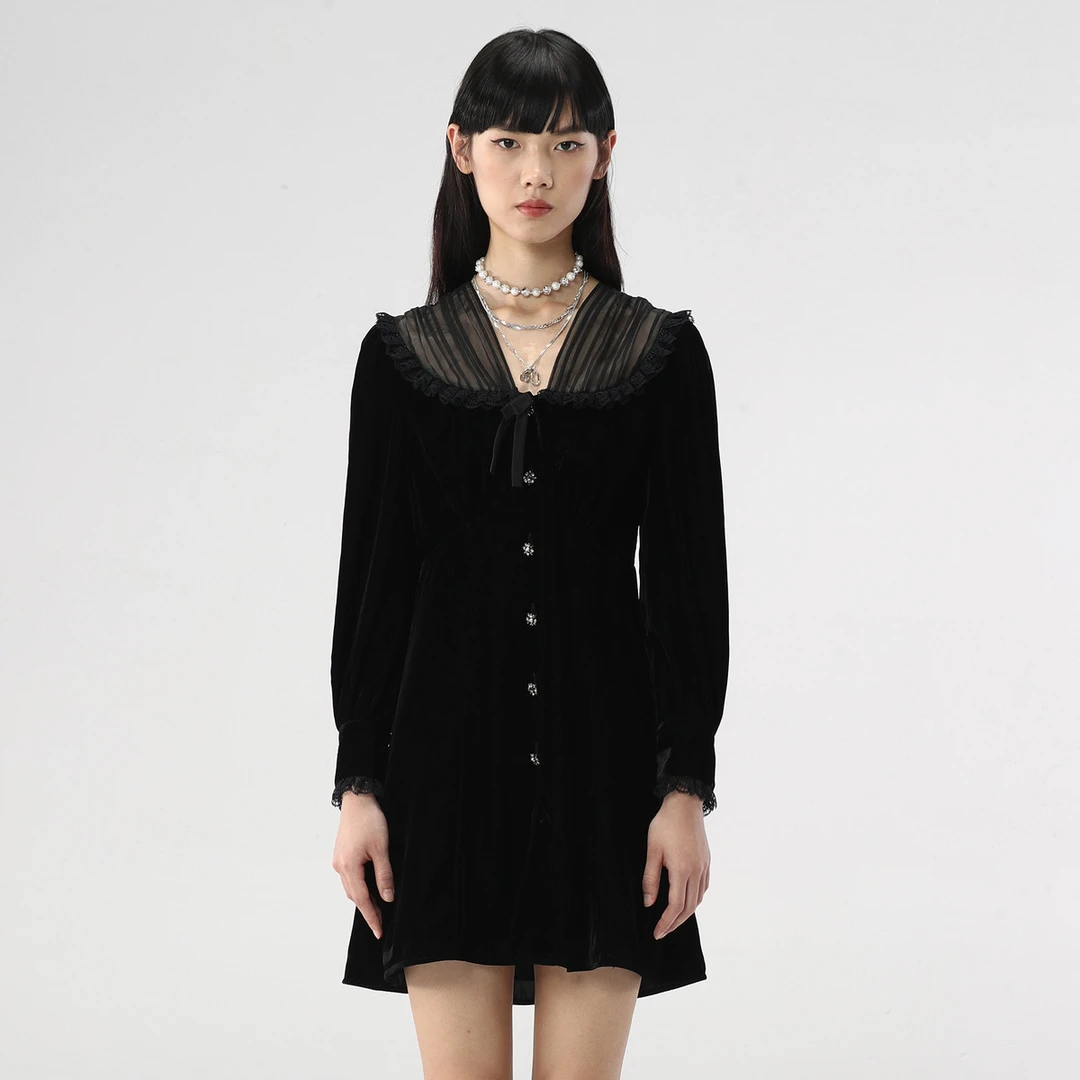 曼娅奴商场同款春季新款小众设计感气质连衣裙女MM12DC094