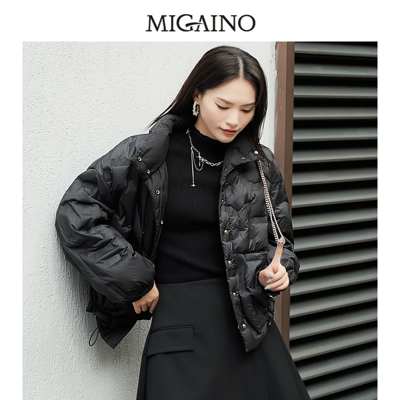 Migaino/曼娅奴【11.21专属】 女士冬季保暖黑色羽绒服 MM44IA605