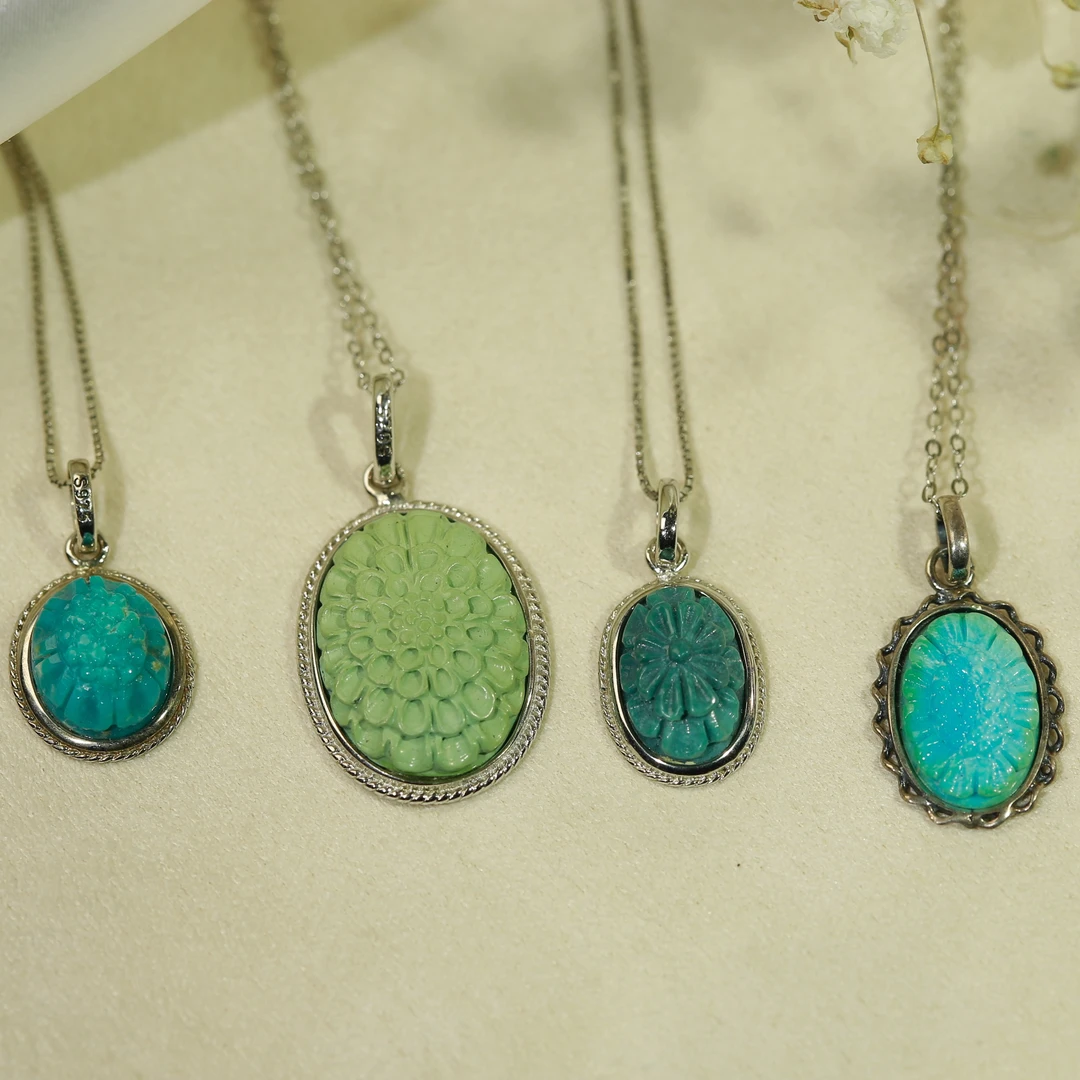 原矿湖北绿松石精致时尚个性百搭款吊坠