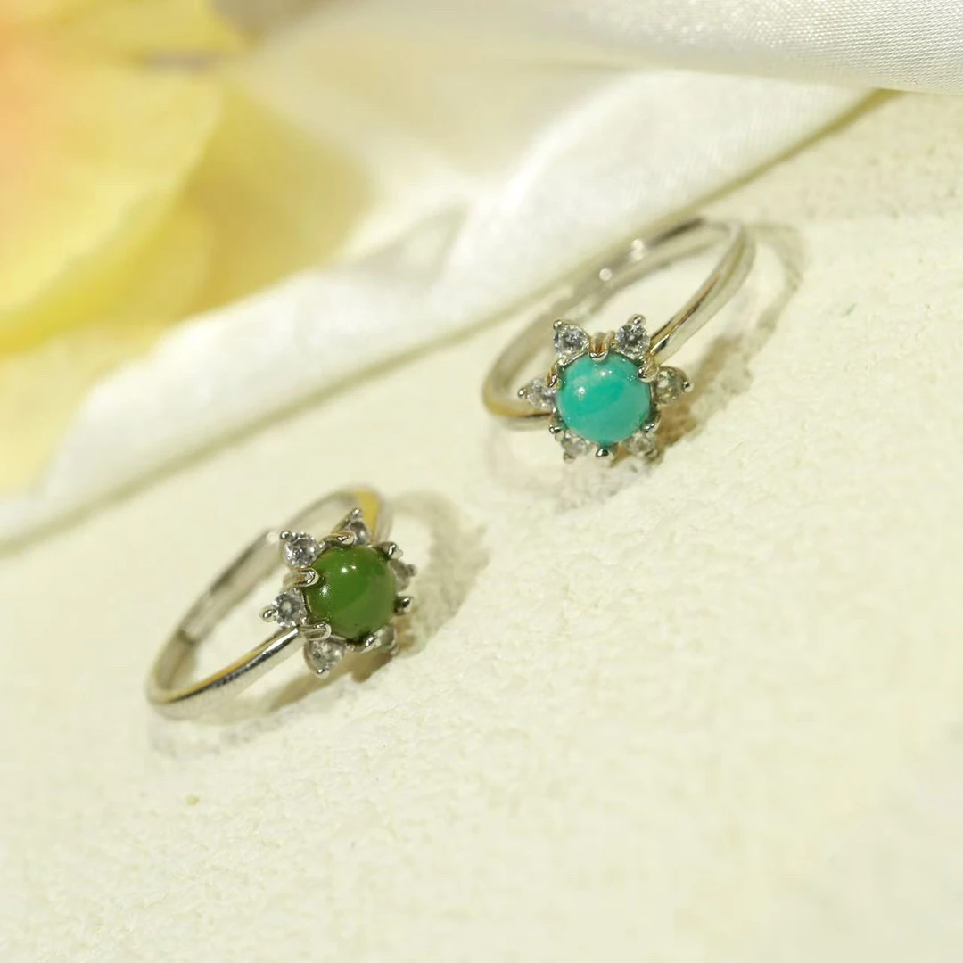 湖北原矿绿松石经典时尚百搭戒指多色多样性随机发一件