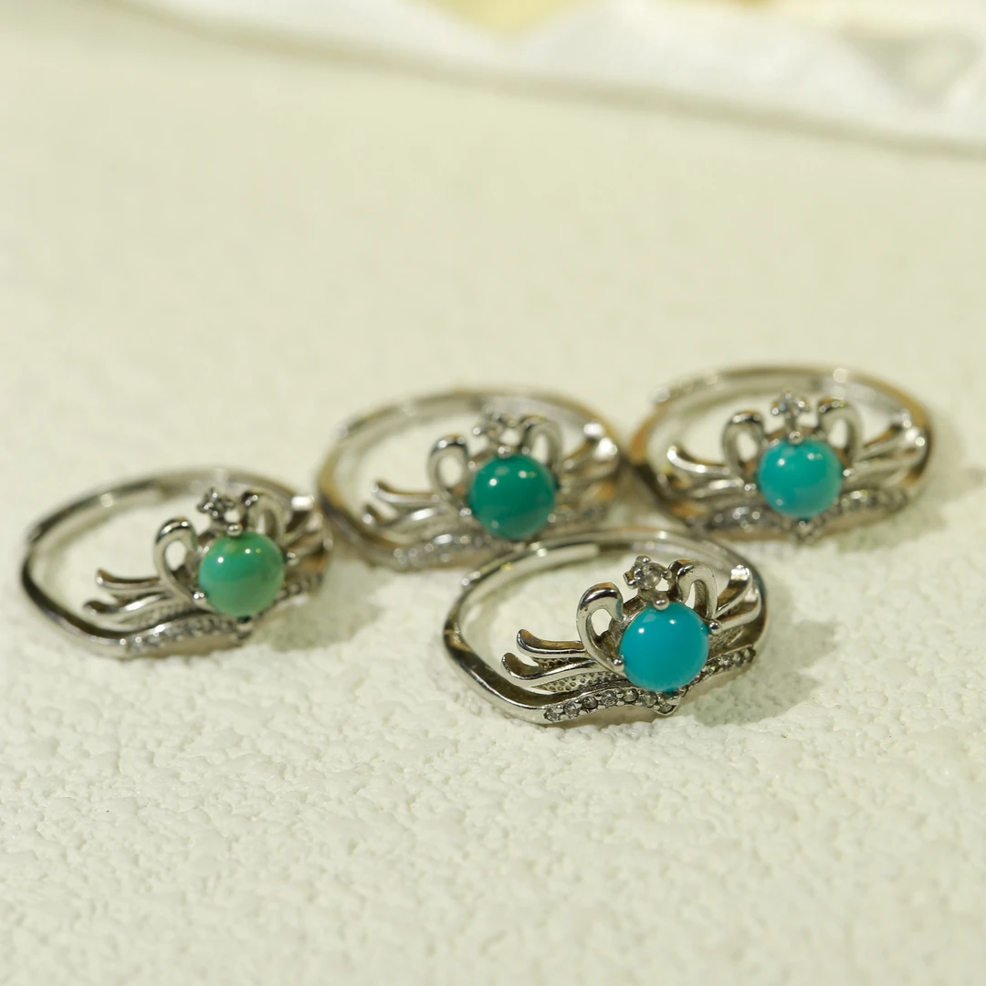 湖北原矿绿松石经典时尚百搭戒指多色多样性随机发一件