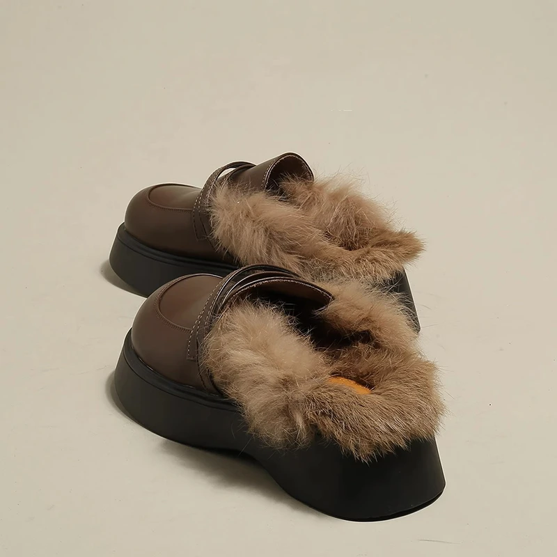 毛毛拖鞋女外穿冬季包头半拖毛绒2024新款秋冬松糕厚底穆勒鞋棉拖