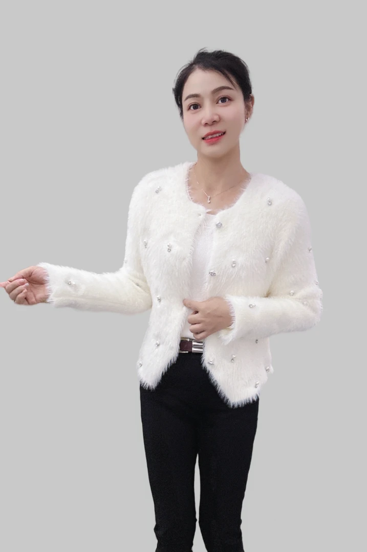 2024秋冬季新款针织衫短款秋款上衣气质爆款甜美开衫外套钉钻女款