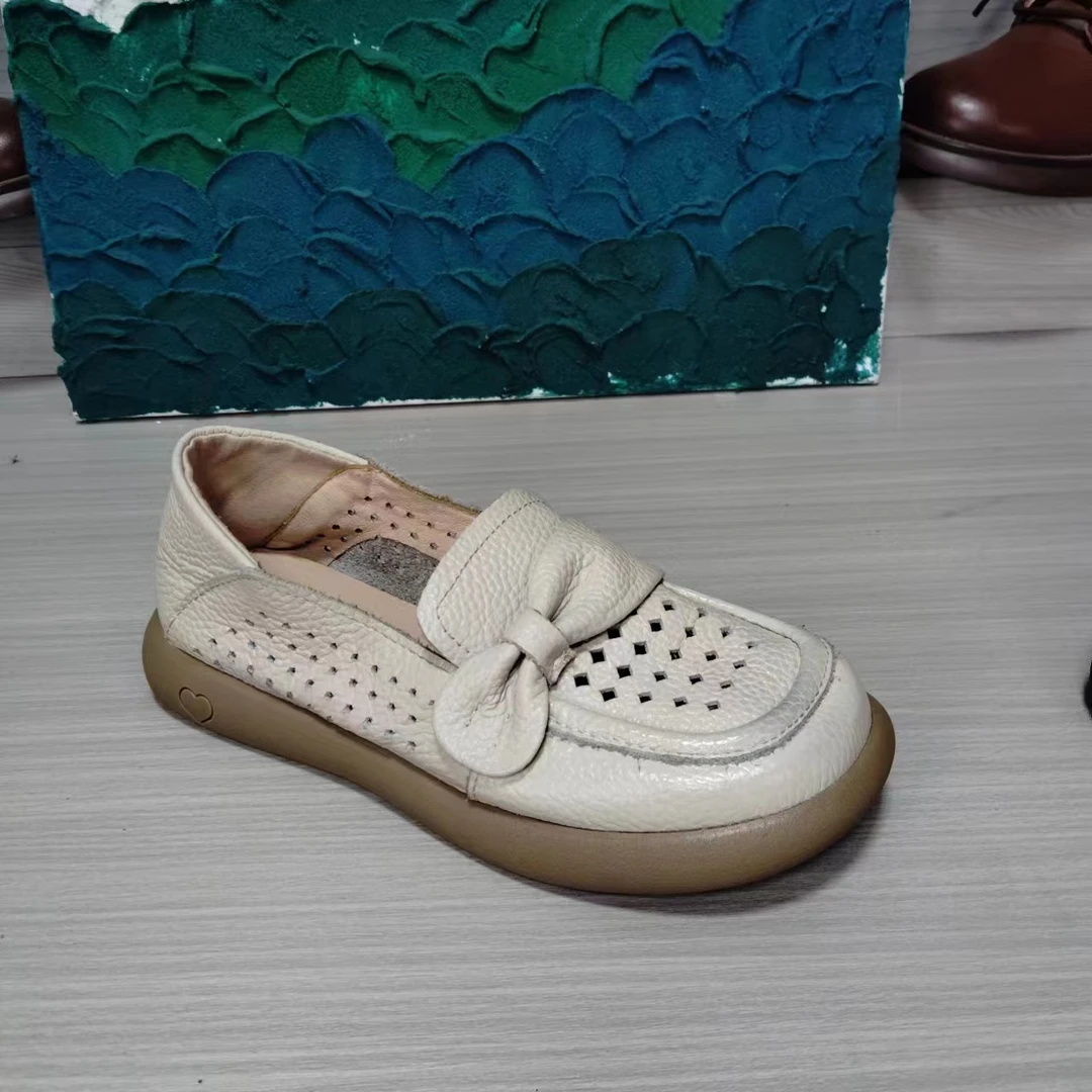 2410春季新款真皮牛皮复古乐福鞋时尚百搭软底软面英伦风单鞋女士
