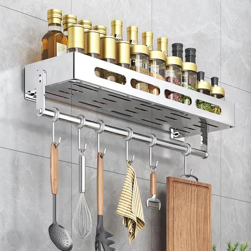 德国进口不锈钢架子置物架厨房用品调味料免打孔壁挂式家用大全墙