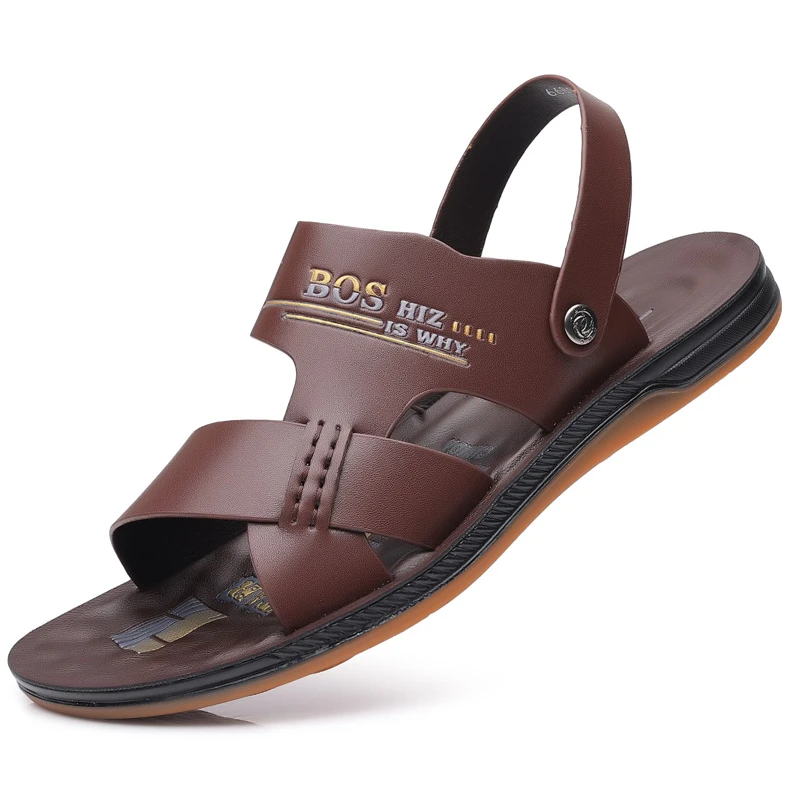 鹭登路夏季男款时尚休闲软底透气青中老年夏天男士外穿舒适沙滩鞋