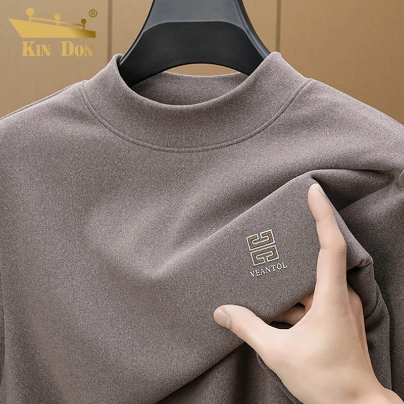 金盾石墨烯半高领百搭打底衫秋冬新款保暖休闲中领t恤男内搭上衣