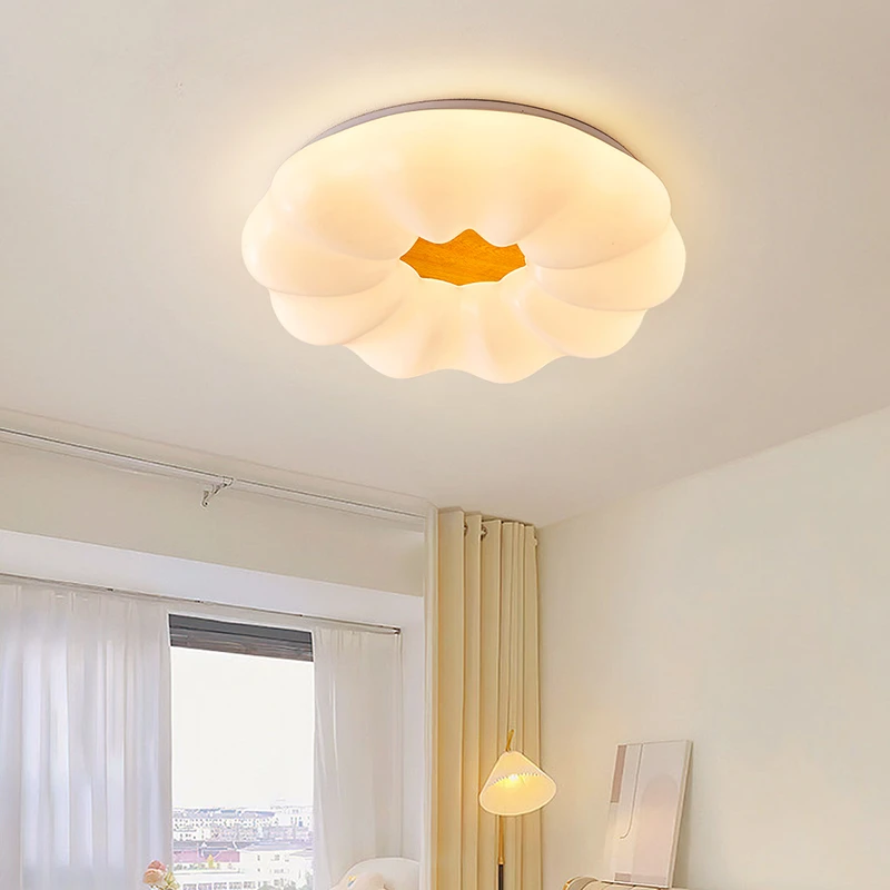 【九木】实木卧室灯吸顶灯简约北欧儿童房灯云朵吸顶灯书房圆形