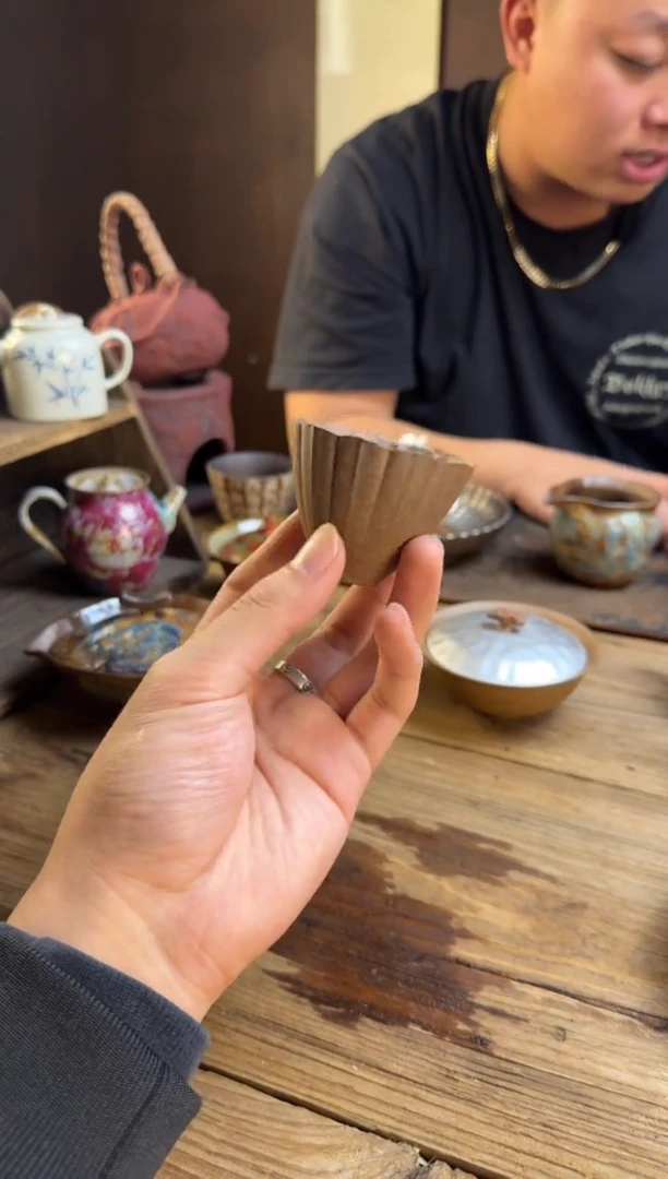 【闪购商品】陶瓷瓷片素幕堂  菊瓣 主人杯
