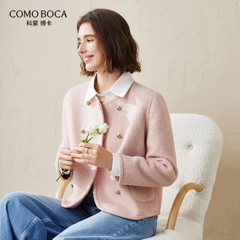 COMOBOCA/科蒙·博卡轻奢高端女士纯色气质羊毛大衣KDSJD02802