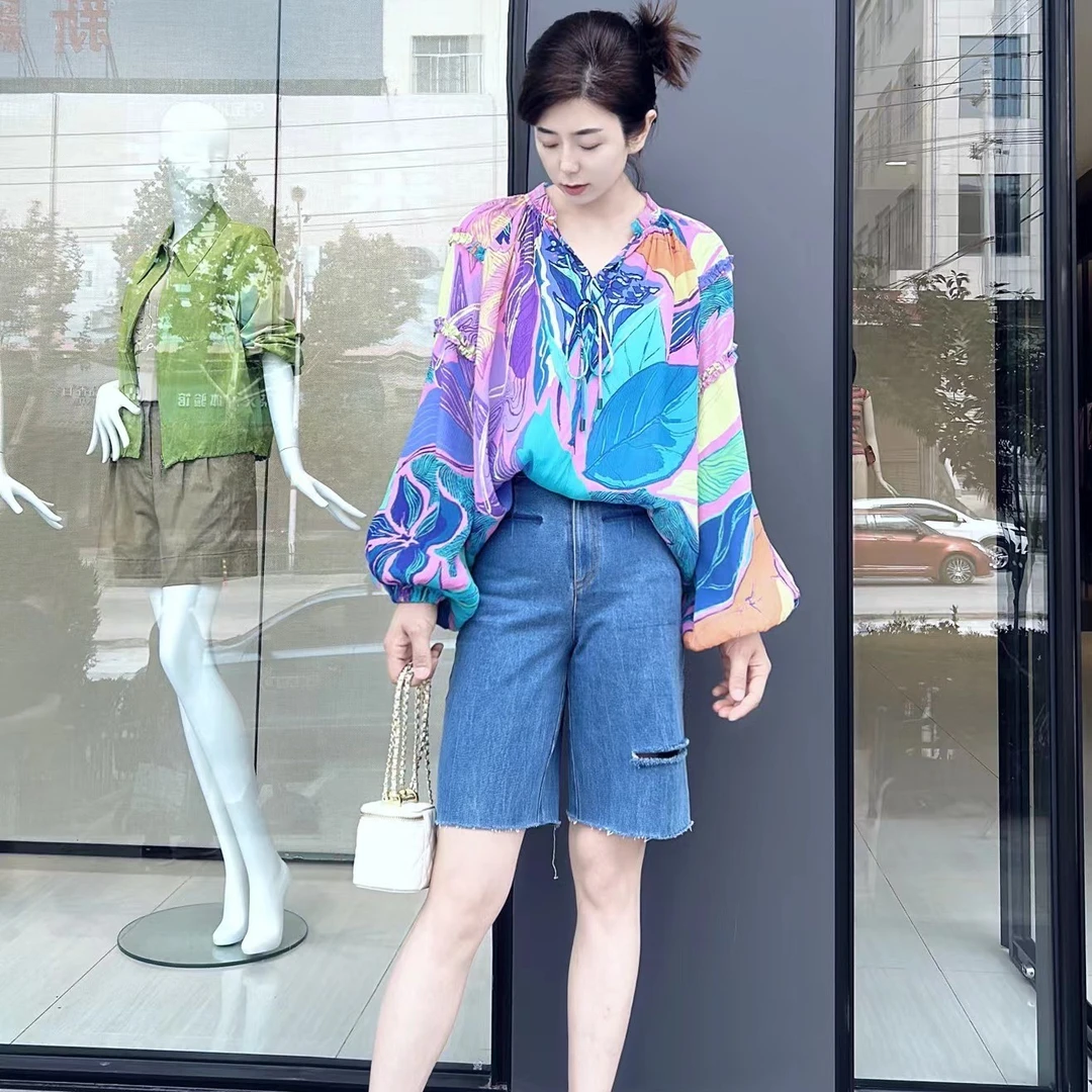 哥弟/GIRDEAR商场同款时尚百搭时髦复古五分爸爸短裤1100380高腰
