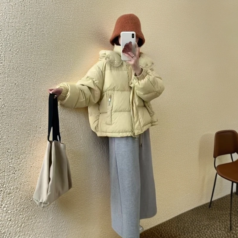 【国标】白鸭绒小个子韩版短款百搭显瘦加厚洋气羽绒外套