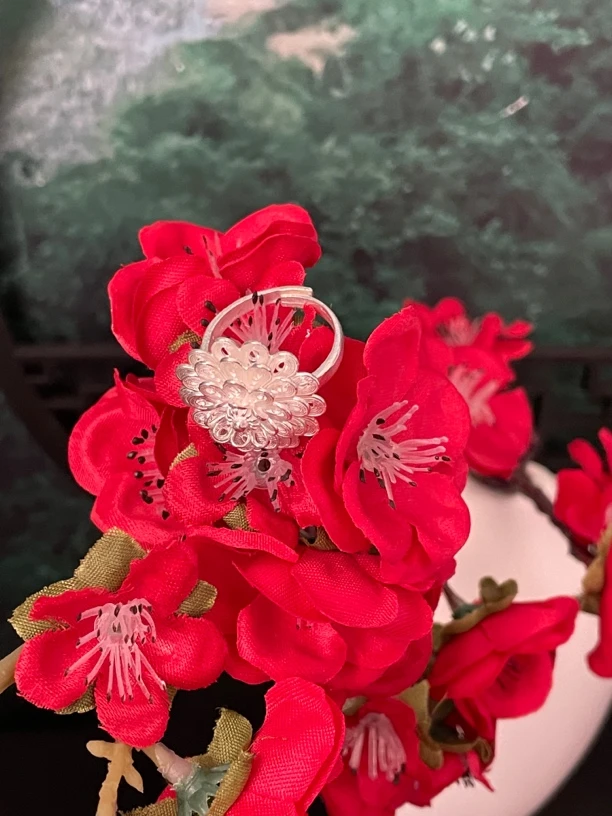 足银戒指 双层太阳花足银戒指