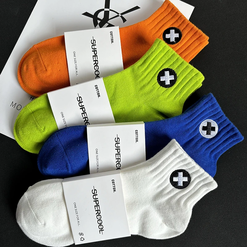 男士夏季短袜纯棉薄款白色百搭透气吸汗运动袜子时尚潮流防臭棉袜