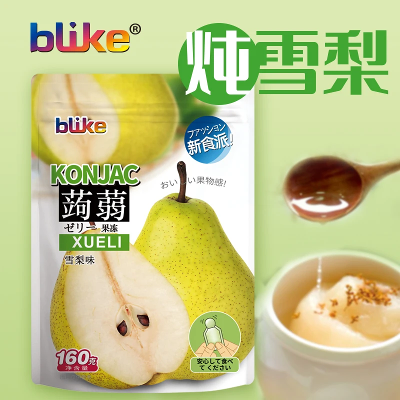 blike 金德福山泉雪梨味秋梨蒟蒻果冻果汁果冻160g共4袋640g