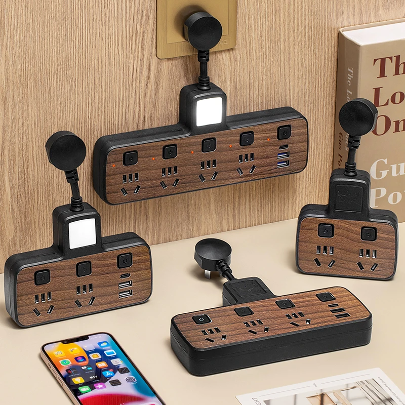 家用无线插板宿舍带小夜灯插座转换器带usb多功能转换插头分插器