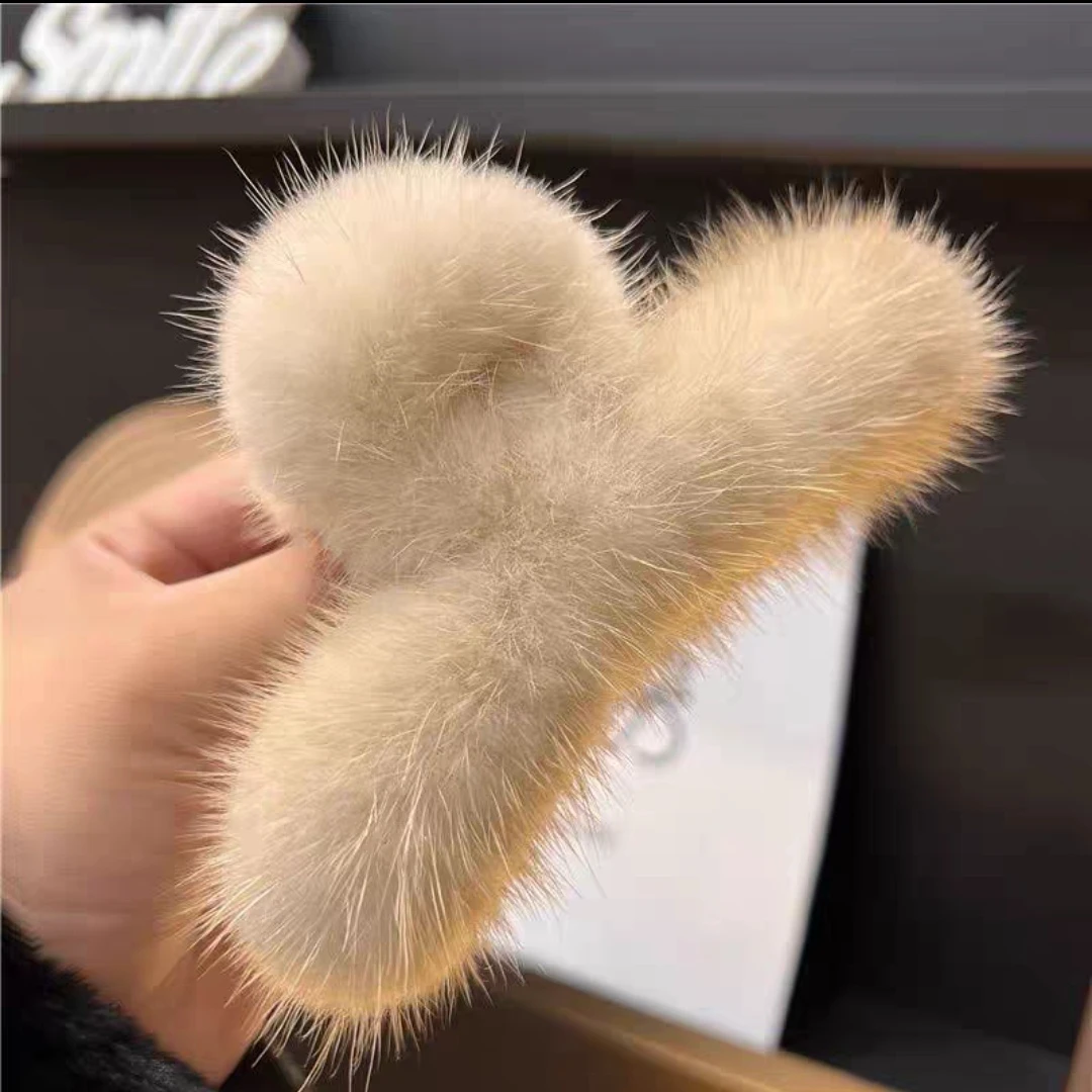 水貂毛发抓韩国可爱毛绒毛毛抓夹后脑勺夹子鲨鱼夹女【包包挂件】