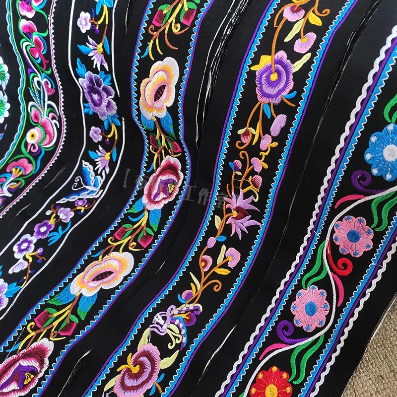 刺绣花少数民族服装花边辅料民族风刺绣布依族长条刺绣多种裙条