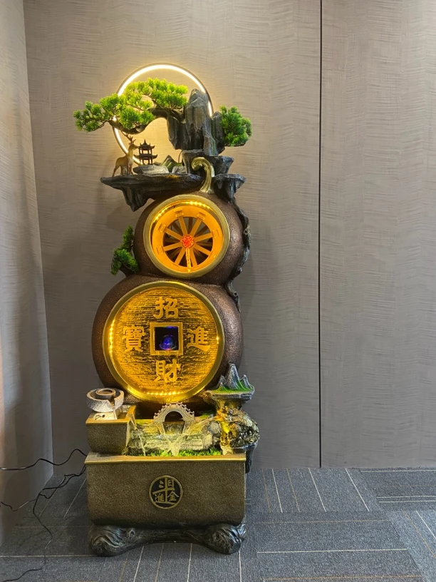 落地假山流水摆件循环水景鱼缸客厅办公室高山喷泉招财风水轮装饰