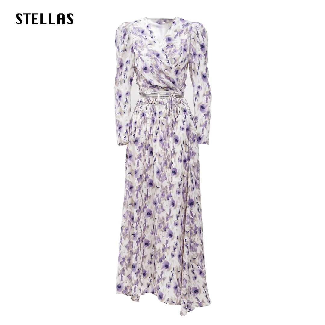STELLAS 高级感轻奢茶歇法式碎花显瘦系带清凉两件套