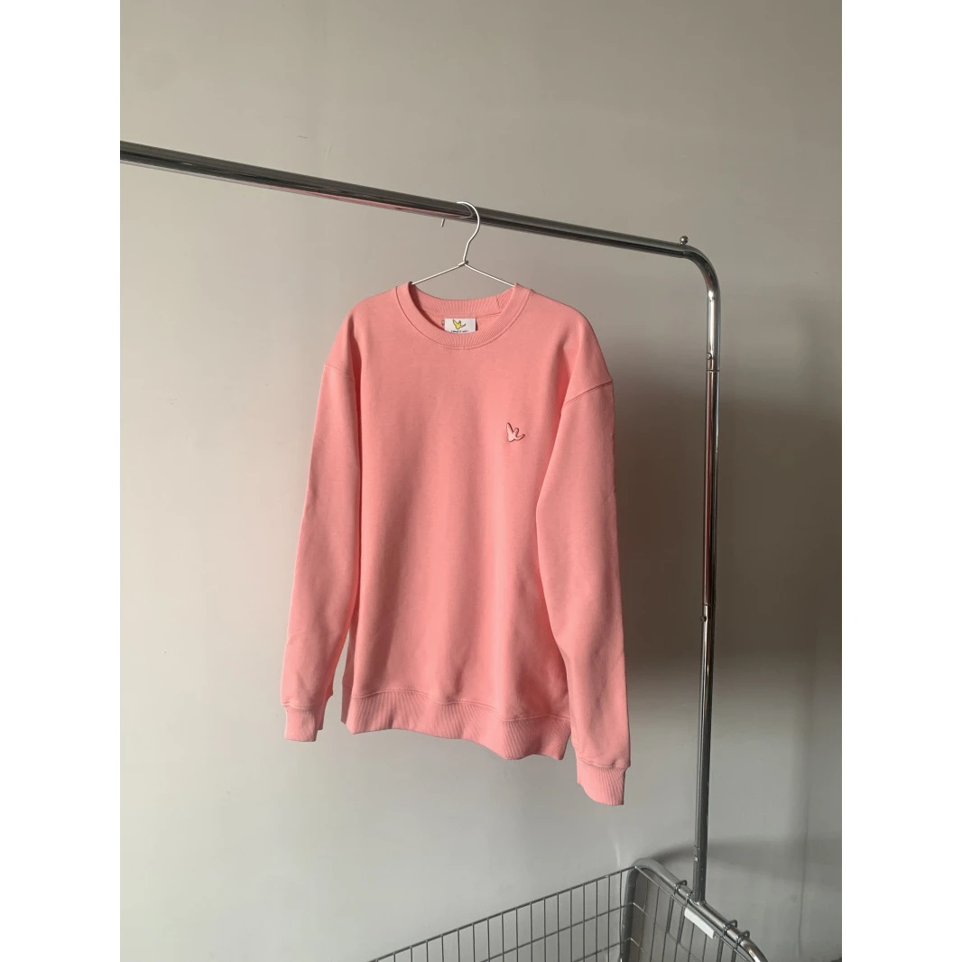 清粉刺绣鸟卫衣