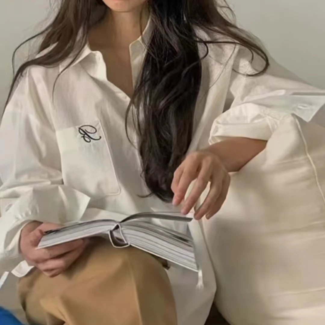 2409简约字母衬衫白色衬衫no.退no.换