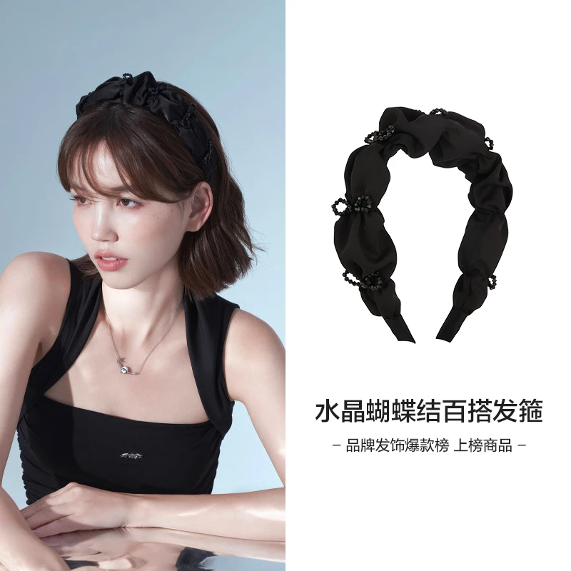 灵动可爱水晶丝绒发箍头饰宽边百搭发饰秋冬季气质法式网红时尚