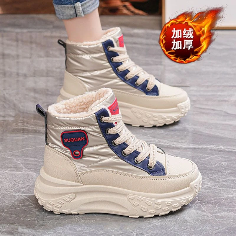 雪地靴女2024冬季新款加绒加厚高帮厚底老爹鞋学生东北运动休闲鞋