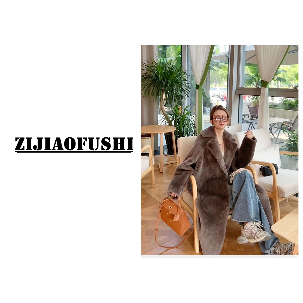 “巴黎轻奢”诺曼真皮皮毛一体长款外套 ZJPZ-6631