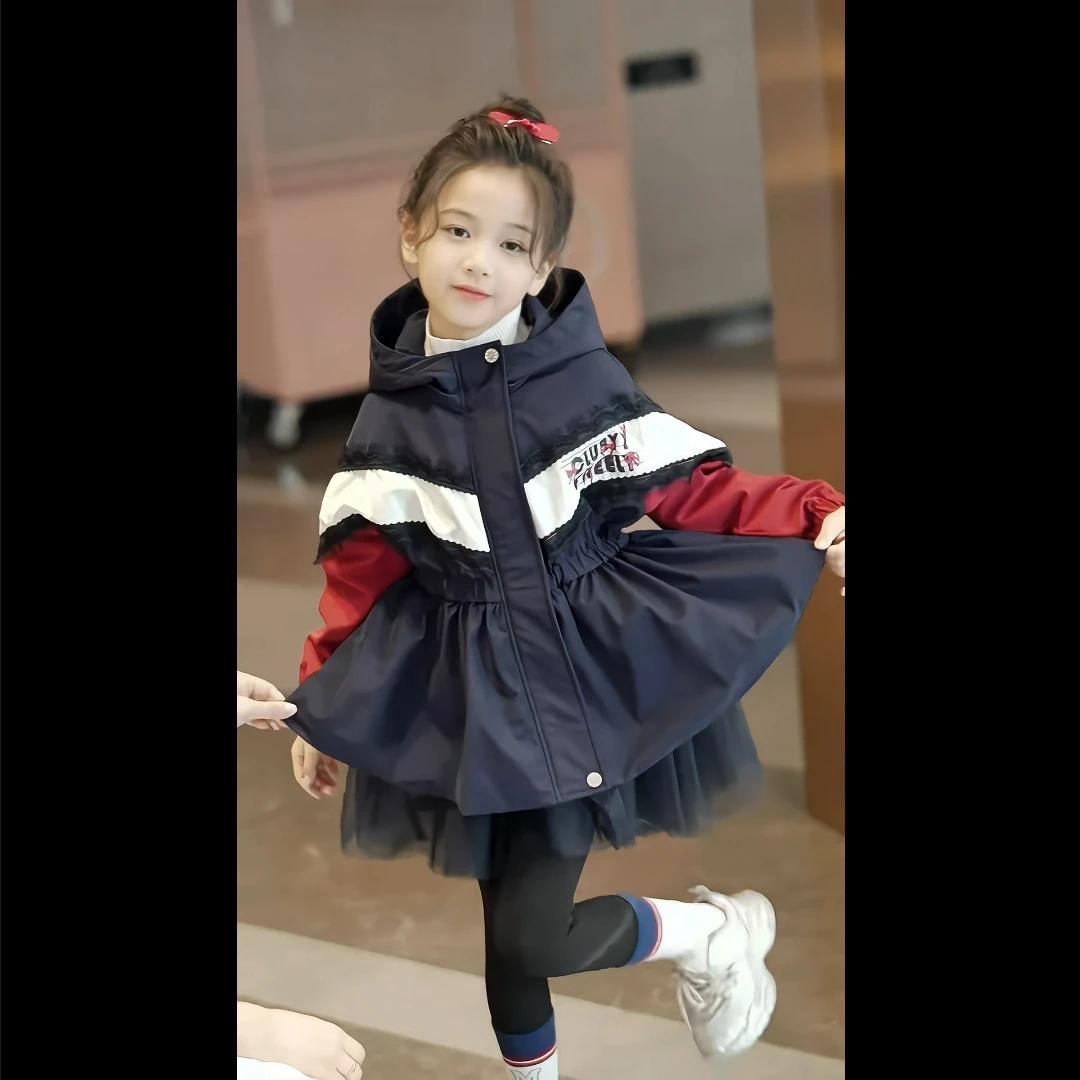 【夹棉外套】2024秋女童中大童夹棉外套夹棉时尚外套复古儿童秋冬