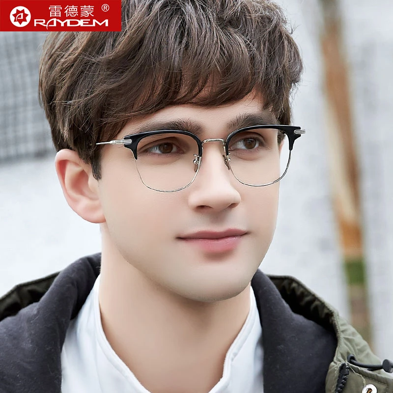 雷德蒙纯钛防蓝光辐射网红男款痞帅近视眼睛框镜架女半框可配度数