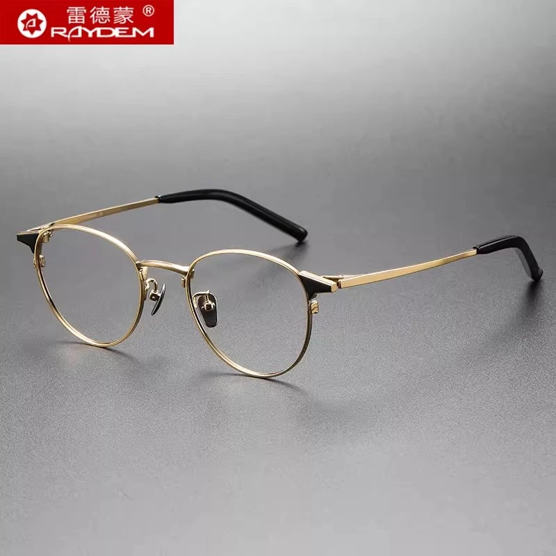 雷德蒙椭圆形小框近视眼镜男超轻纯钛可配度数细框防蓝光眼睛架女
