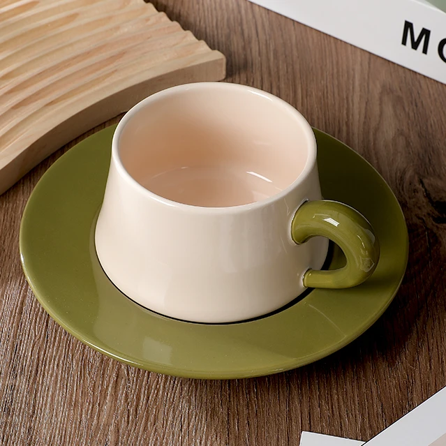 家用咖啡杯碟套装创意陶瓷拿铁杯高档下午茶杯网红轻奢精致马克杯