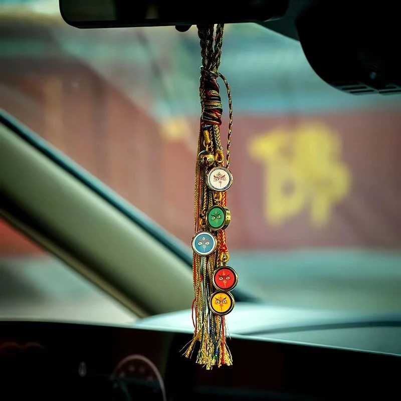 西藏唐卡五路财神车挂