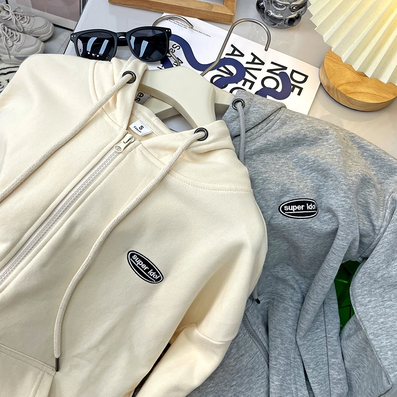 卫衣女春秋2023年新款韩版宽松bf慵懒风薄款拉链连帽开衫运动外套