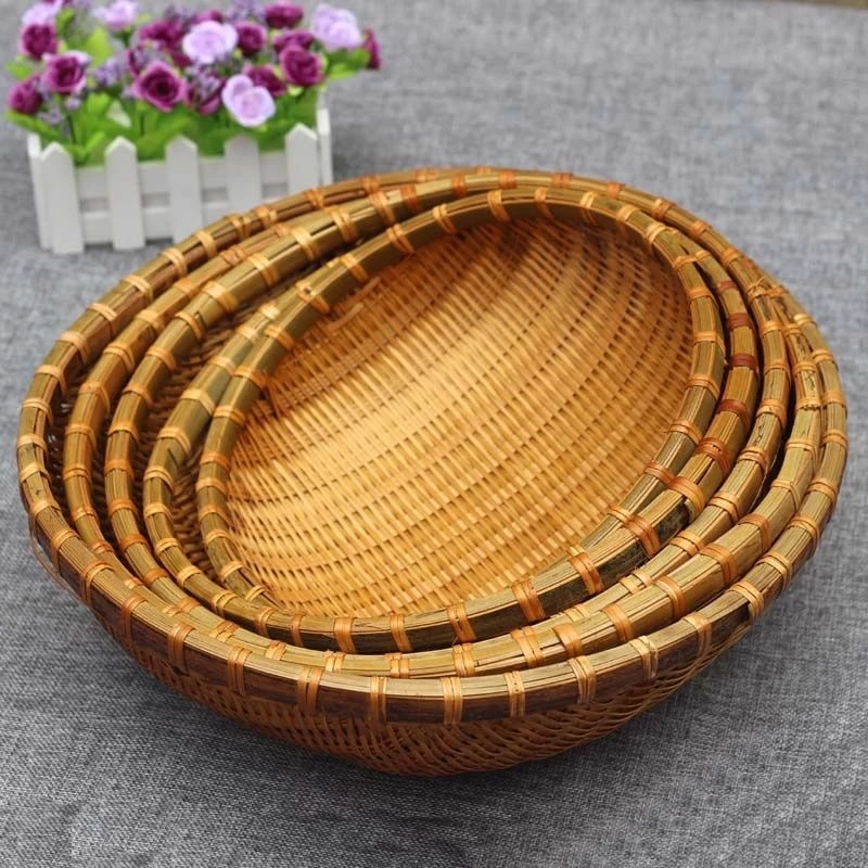 烟熏竹编五件套鸡蛋馒头筐洗菜沥水篮天然环保产地直发