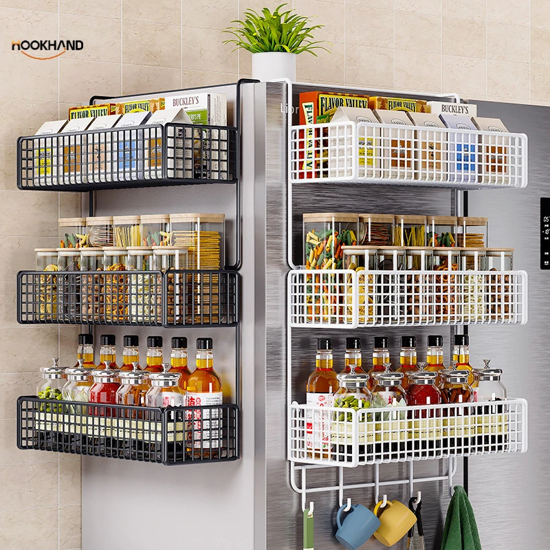 厨房多层多功能家用用品大全侧壁保鲜膜收纳架冰箱置物架侧面挂架