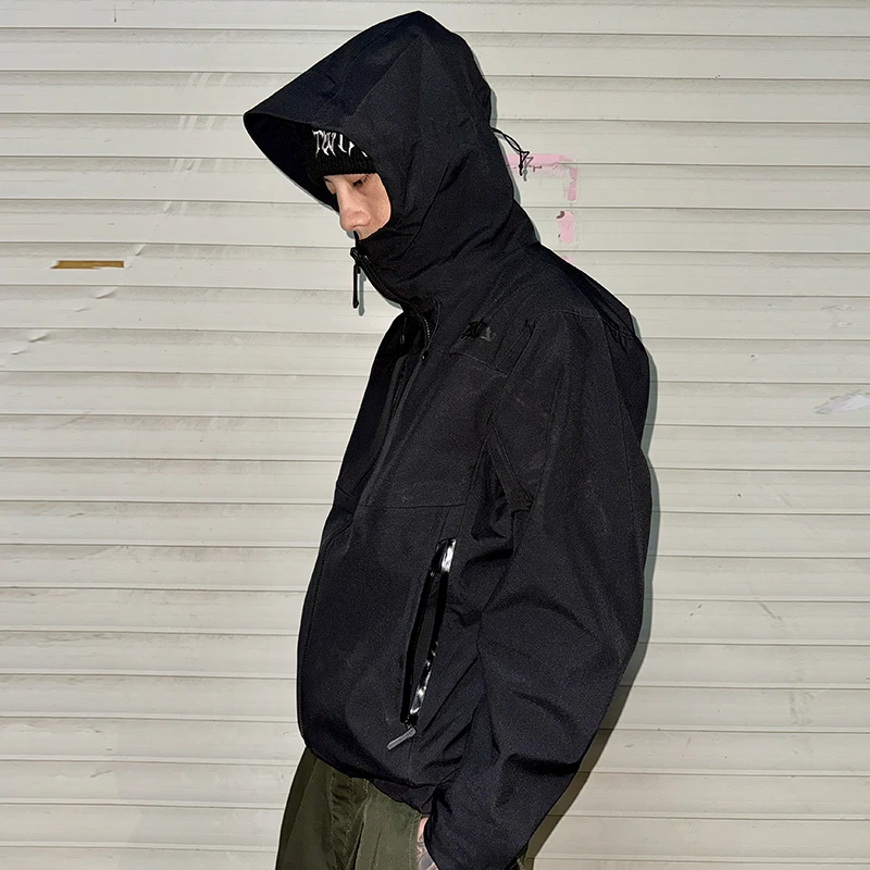TWITU秋冬涂鸦字母街头户外露营骑行美式三防保暖冲锋衣夹克外套