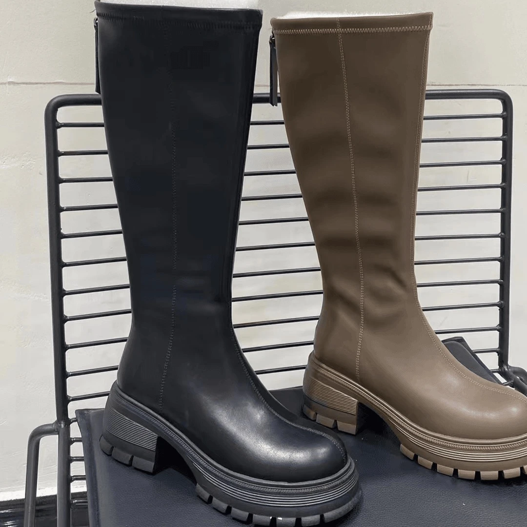 2024年秋冬不过膝厚底经典百搭显瘦加绒长筒靴G50