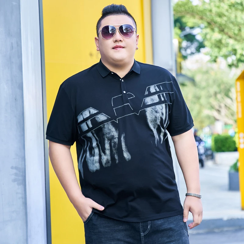 轻奢男装加肥加大码短袖翻领polo衫特大号宽松半袖纯色T恤上衣6XL