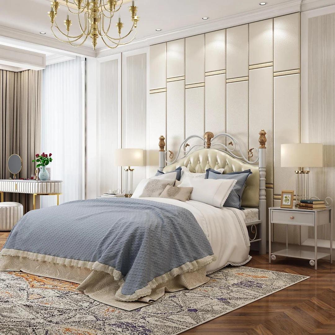 欧式铁艺复古公主床双人床轻奢铁床架别高档墅定制家具床1.8米1.5