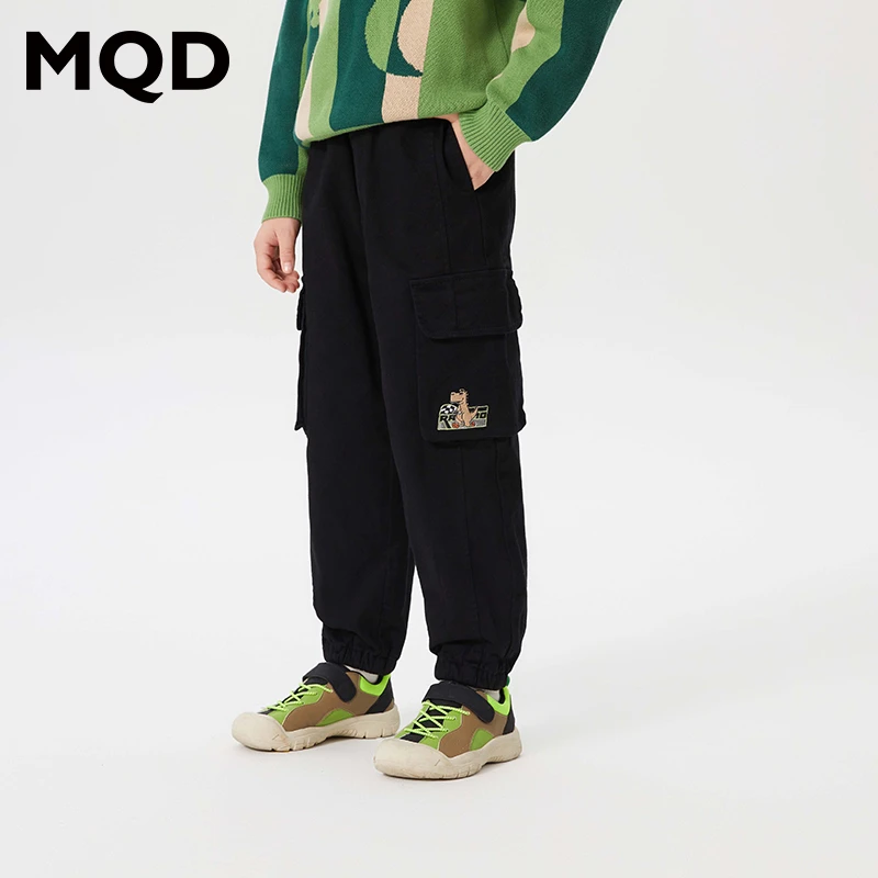 MQD童装加绒加厚休闲裤冬新款儿童休闲百搭户外长裤子9634W1518